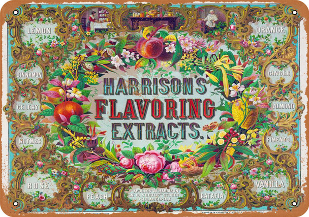 1868 Harrison's Flavoring Extracts - Metal Sign