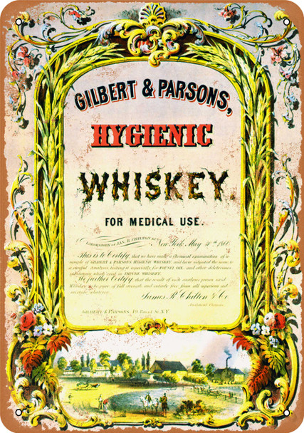 1860 Hygienic Whiskey for Medical Use - Metal Sign