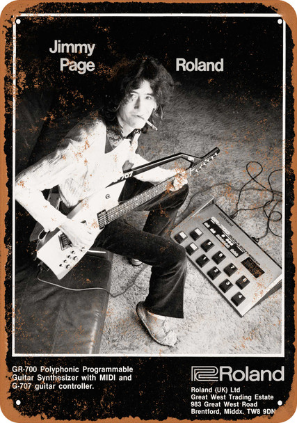 1982 Jimmy Page for Roland - Metal Sign