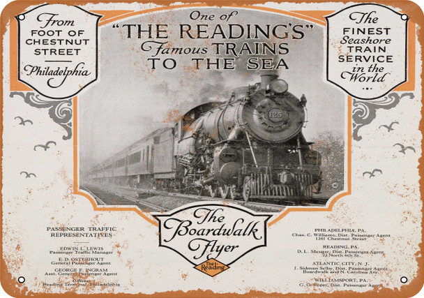 The Reading Boardwalk Flyer Trains - Metal Sign