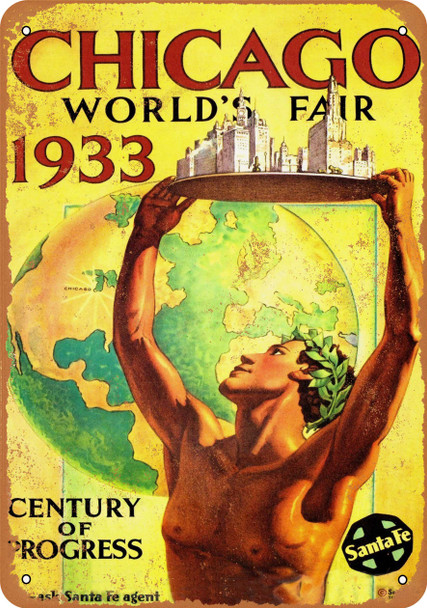 1933 Santa Fe to the Chicago World's Fair - Metal Sign