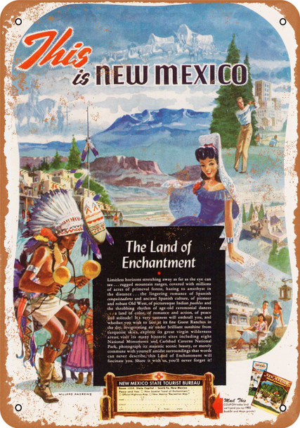 1949 New Mexico Tourism - Metal Sign