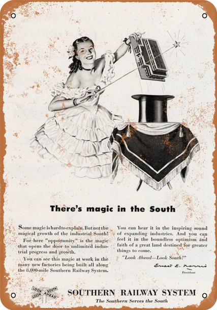 1950 Southern Railway System Magic - Metal Sign