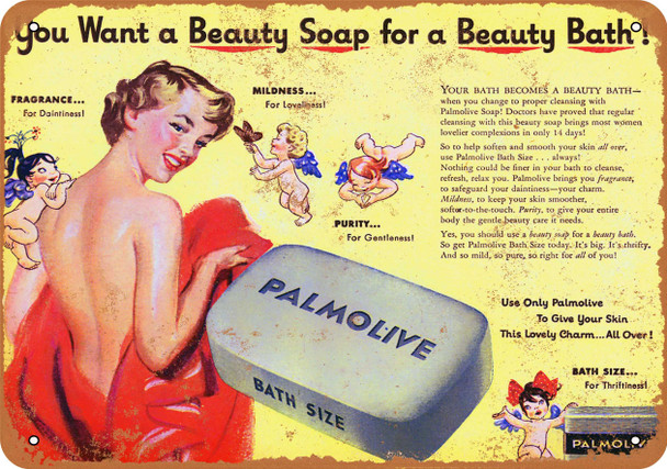 1950 Palmolive Bath Soap - Metal Sign 2