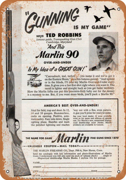 1952 Marlin 90 Shotguns - Metal Sign