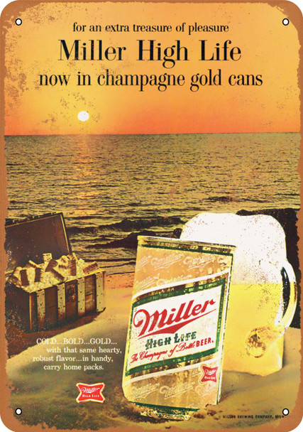 1968 Miller High Life in Cans - Metal Sign