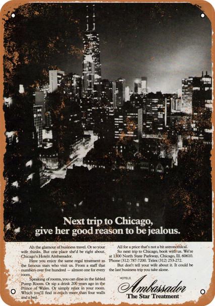 1972 Hotels Ambassador Chicago - Metal Sign