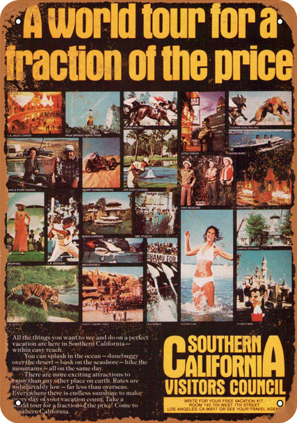 1974 Southern California Tourism - Metal Sign