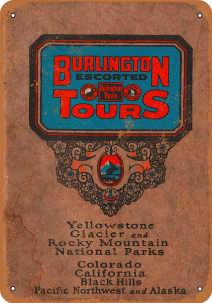 1929 Burlington Escorted Tours - Metal Sign