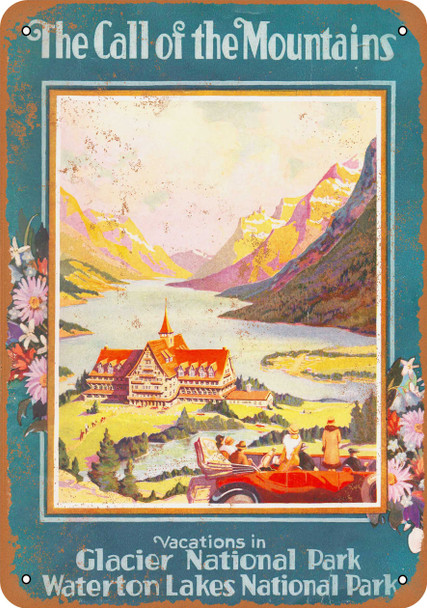 1935 Vacations in Glacier National Park - Metal Sign