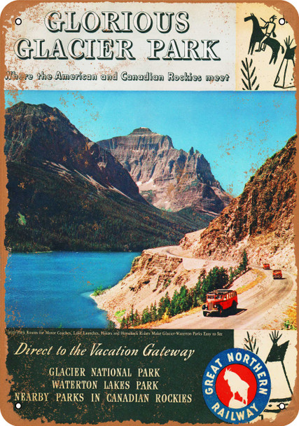 1940 Great Northern to Glacier Park - Metal Sign