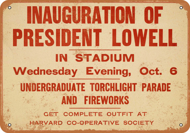1905 Harvard President Lowell Inauguration - Metal Sign