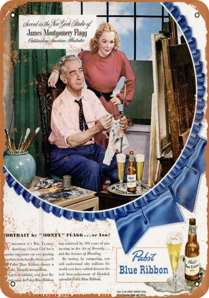 1948 Pabst and James Montgomery Flagg - Metal Sign