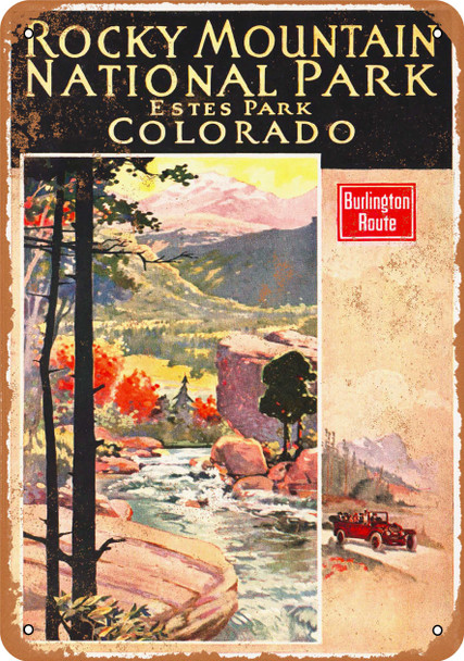 1924 Burlington to Estes Park Colorado - Metal Sign