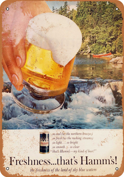 1964 Hamm's Beer and Canoeing - Metal Sign