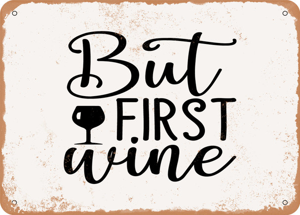 But First Wine - 2 - Metal Sign