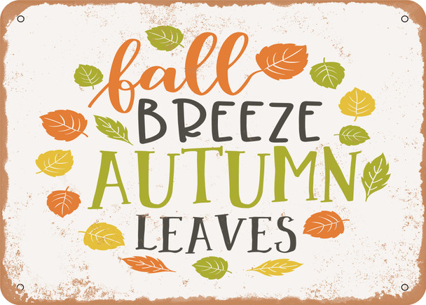 Fall Breeze Autumn Leaves - 2 - Metal Sign