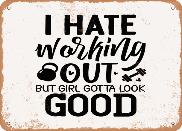I Hate Working Out But Girl Gotta Look Good - Metal Sign