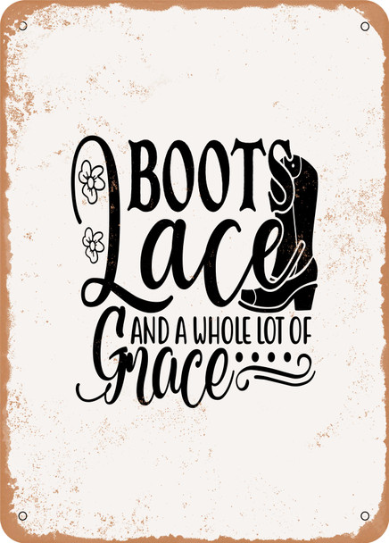 Boots Lace and a Whole Lot of Grace  - Metal Sign