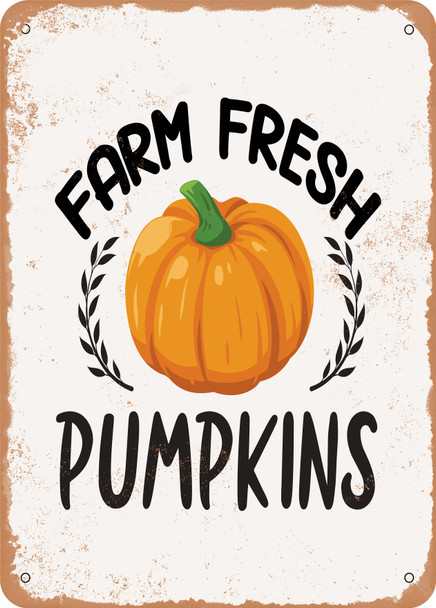 Farm Fresh Pumpkins - 3  - Metal Sign