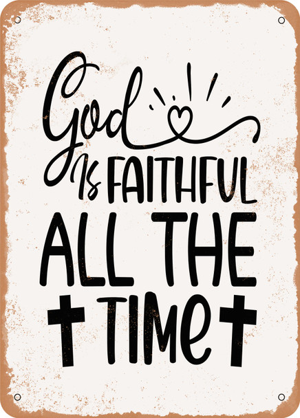 God is Faithful All the Time  - Metal Sign