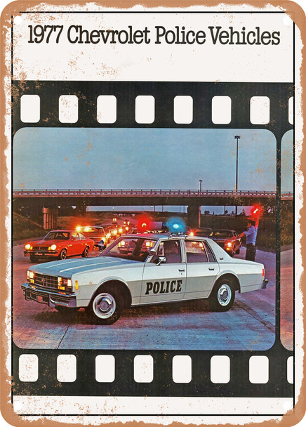 1977 Chevy Police Vehicles Vintage Ad - Metal Sign