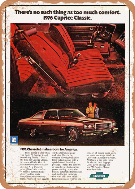 1976 Chevy Caprice Classic Coupe Ad Vintage Ad - Metal Sign