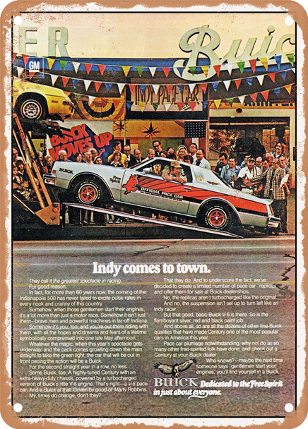 1976 Buick Century Indy 500 Pace Car Replica Vintage Ad - Metal Sign