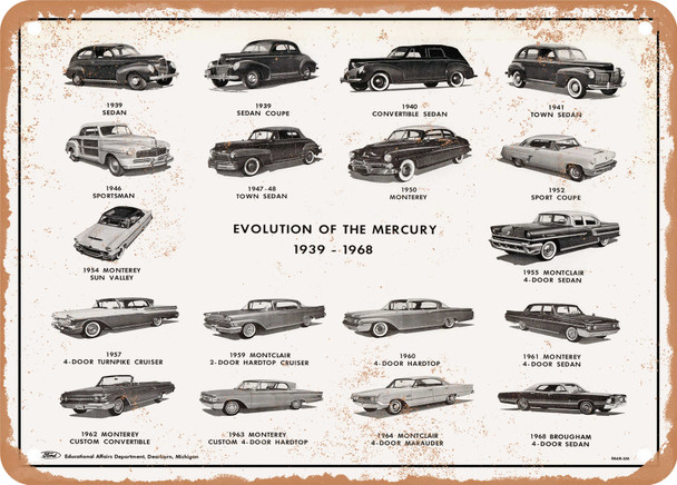 1968 Mercury Evolution 1939 to 1968 Vintage Ad - Metal Sign