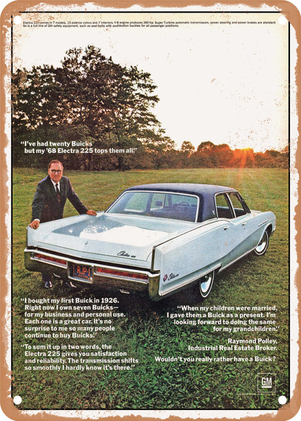 1968 Buick Electra 225 4 Door Sedan Vintage Ad - Metal Sign