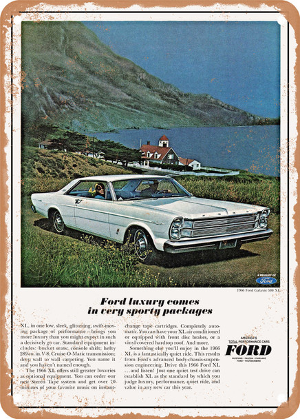 1966 Ford Galaxie 500 Xl Hardtop Vintage Ad - Metal Sign