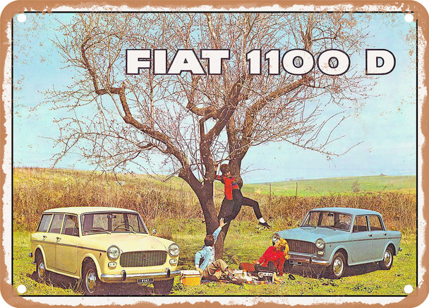 1966 Fiat 1100 D Vintage Ad - Metal Sign