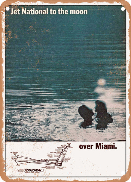 1964 Jet National to the Moon Over Miami Vintage Ad - Metal Sign