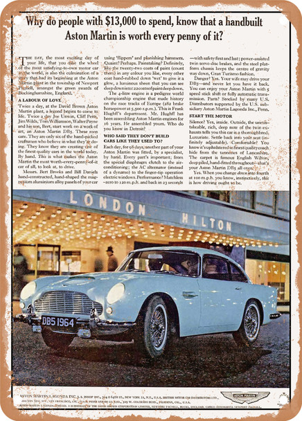 1964 Aston Martin Lagonda Why Do People with 13000 to Spend Knwo That Handbuild. Vintage Ad - Metal Sign