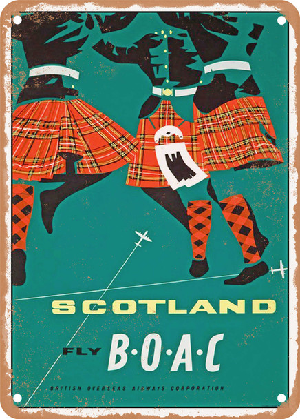 1963 Scotland Fly BOAC British Overseas Airways Corportion Vintage Ad - Metal Sign