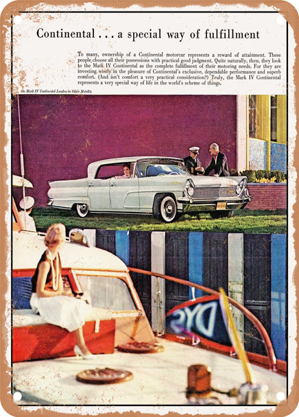 1959 Lincoln Continental MarkIV Landau Vintage Ad 2 - Metal Sign
