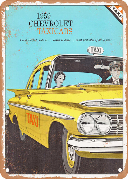1959 Chevy Taxicabs Vintage Ad - Metal Sign
