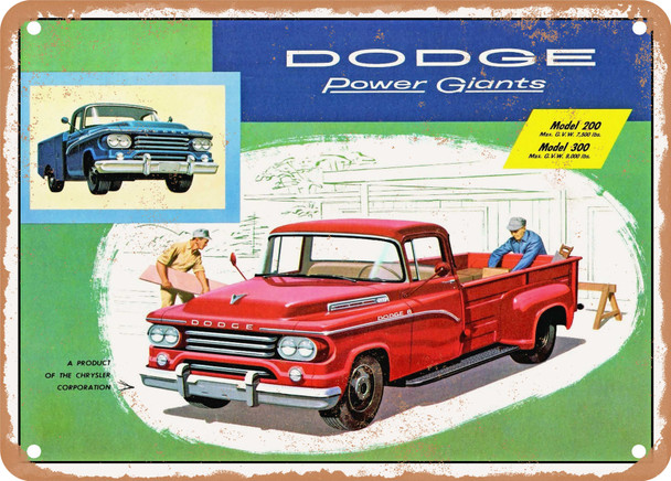 1958 Dodge Model 200 300 Pickup Service Body Truck Vintage Ad - Metal Sign