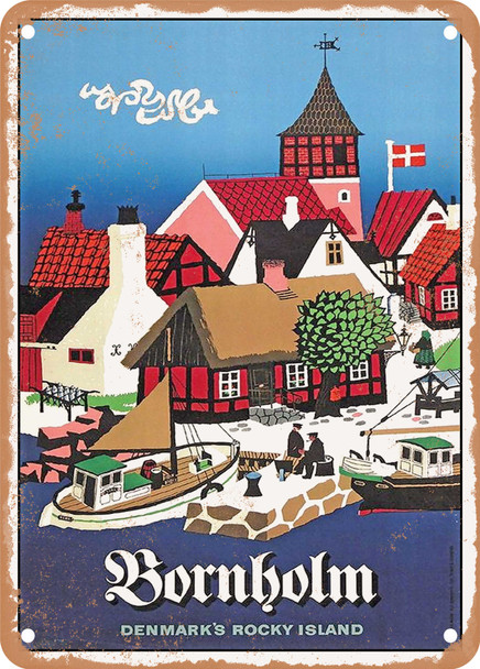 1958 Bornholm, Denmark's rocky island Vintage Ad - Metal Sign