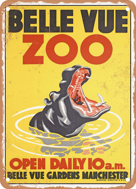 1958 Belle Vue Zoo Open Daily 10 A.m Belle Vue Gardens Manchester Vintage Ad - Metal Sign