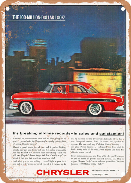 1955 Chrysler New Yorker Deluxe 4 Door Sedan Vintage Ad - Metal Sign
