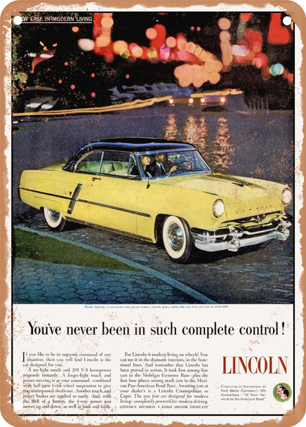 1953 Lincoln Capri Special Custom Coupe Vintage Ad - Metal Sign