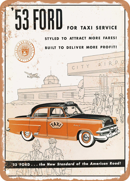 1953 Ford Taxi Vintage Ad - Metal Sign