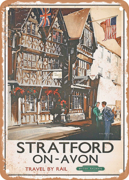 1950 Stratford on Avon British Railways Vintage Ad - Metal Sign
