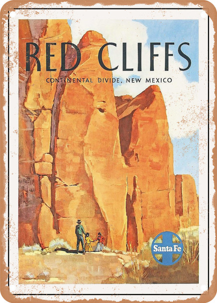 1948 Red Cliffs Continental Divide New Mexico Santa Fe Vintage Ad - Metal Sign