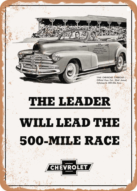 1948 Chevy Cabriolet Indy 500 Pace Car Vintage Ad - Metal Sign