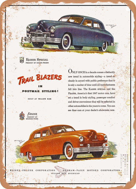 1947 Kaiser Special and Frazer Vintage Ad - Metal Sign