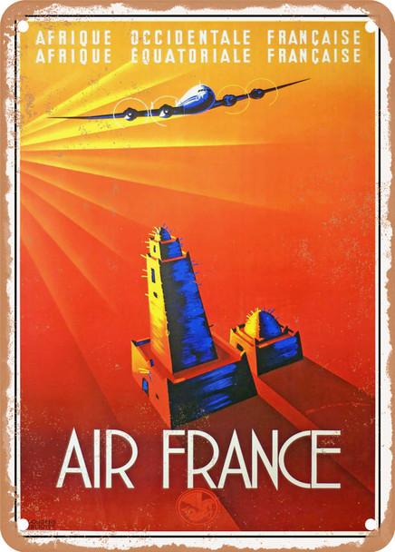 1947 French West Africa, French Equatorial Africa French Airline Vintage Ad - Metal Sign