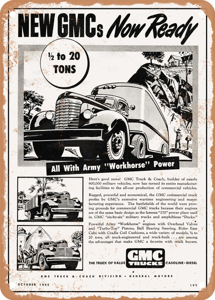 1946 GMC Truck Ad Vintage Ad - Metal Sign