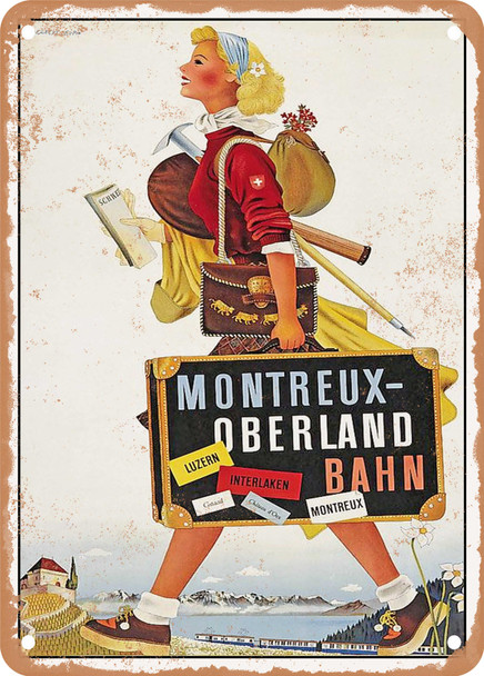 1941 Montreux Oberland Railways Vintage Ad - Metal Sign